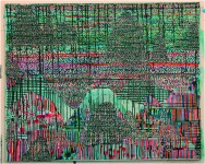 Continuum,  2008, acrylique sur papier, marouflage sur toile, 80 x 100 cm
