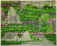 Continuum,  2008, acrylique sur papier, marouflage sur toile, 80 x 100 cm