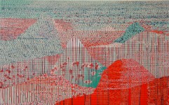 Continuum 27, 2008, acrylique sur papier japon, marouflage sur toile, 100 x 160 cm 