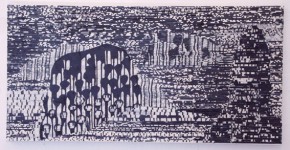 Continuum bw 1, 2008, acrylique sur papier japon, marouflage sur toile, 30 x 60 cm