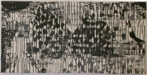 Continuum bw 11, 2008, acrylique sur papier japon, marouflage sur toile, 30 x 60 cm