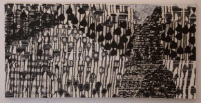 Continuum bw 12, 2008, acrylique sur papier japon, marouflage sur toile, 30 x 60 cm