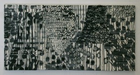 Continuum bw 2, 2008, acrylique sur papier japon, marouflage sur toile, 30 x 60 cm