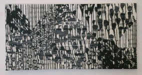 Continuum bw 5, 2008, acrylique sur papier japon, marouflage sur toile, 30 x 60 cm