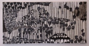 Continuum bw 6, 2008, acrylique sur papier japon, marouflage sur toile, 30 x 60 cm
