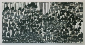 Continuum bw 7, 2008, acrylique sur papier japon, marouflage sur toile, 30 x 60 cm
